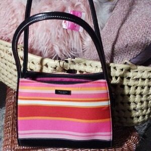 Kate Spade Pink and Orange Striped Shoulder Bag